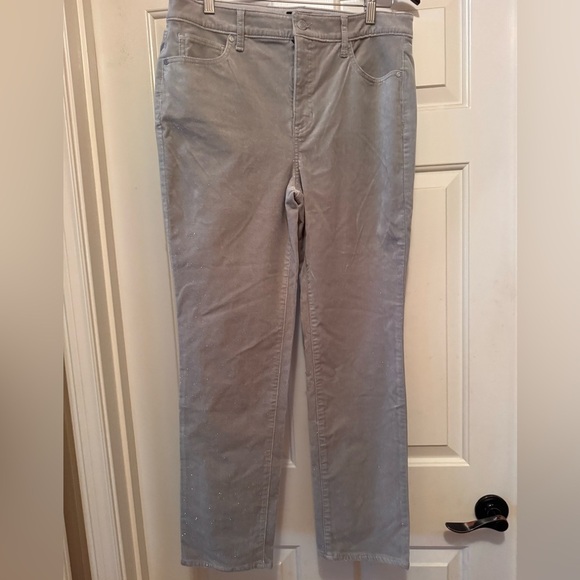 Talbots Women's Sparkle Stretch Corduroy Straight Leg Pants in Light Gray - Picture 9 of 11